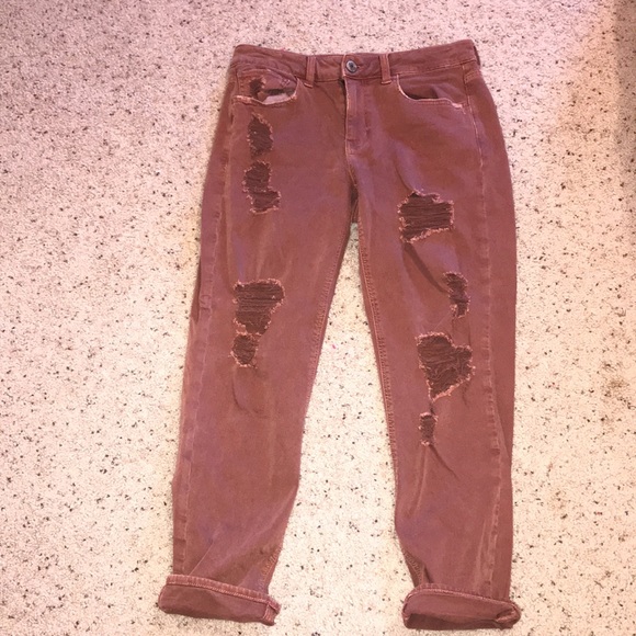 American Eagle super stretch Tomgirl distressed jeans size 6 regular - Picture 11 of 17